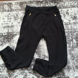 Crewcuts girls black sparkle tuxedo sweatpants, 8